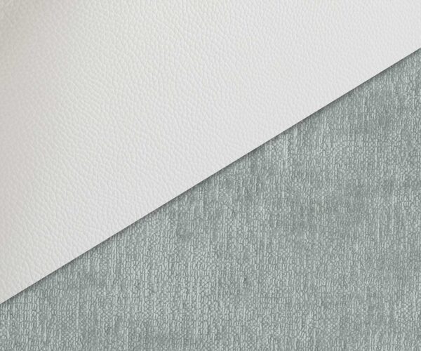 Jedálenská stolička Clea-Flex mix materiálov pravá koža biela pastelová modrá krížová podnož široká biela 360° otočná hojdačka - Image 3