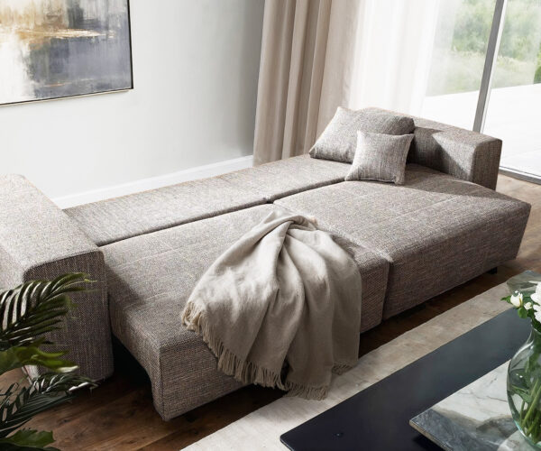 Veľká pohovka XXL Marbeya 290x110 cm svetlosivá s funkciou pouf - Image 2