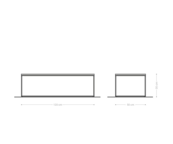 Konferenčný stolík Tatius 120x50 cm akácia prírodná čierna podnož - Image 6