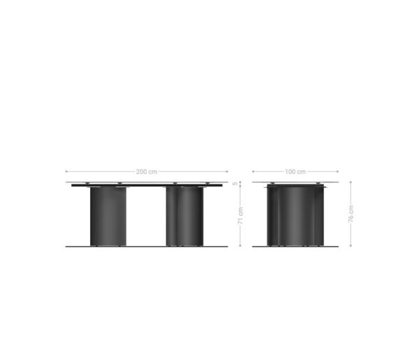 Jedálenský stôl Edge oválny 200x100 keramický Laminam® Emperador Extra Lucidato tmavohnedý Troa podnož titánová - Image 7