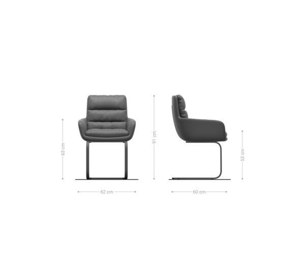 Abelia-Flex jedálenská stolička s podrúčkami mix materiálov béžová konzolová podnož plochá čierna - Image 6