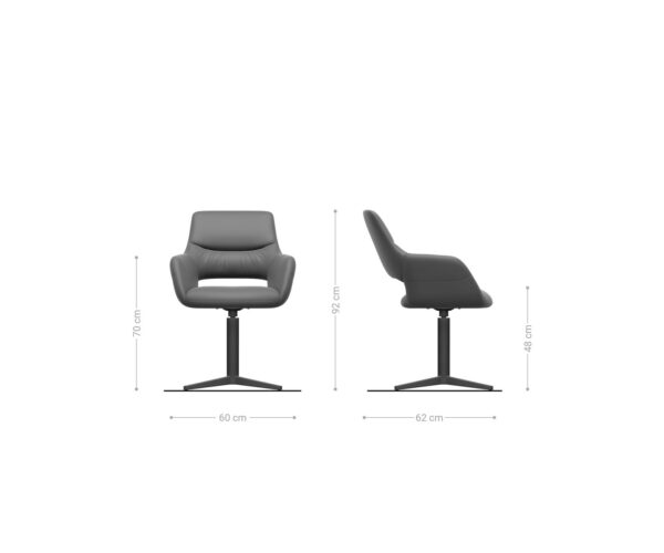 Jedálenská stolička Yago-Flex s podrúčkami mix materiálov béžová podnož nerezová oceľ otočná o 360° - Image 6