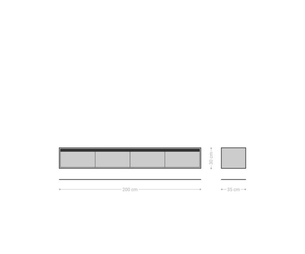 TV stolík Stonegrace 200 cm prírodný dub bridlicový 4 zásuvky nástenný - Image 7