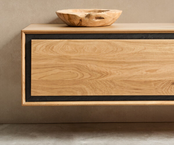 Stonegrace TV stolík 200 cm prírodný dub 4 dvierka kamenná dyha nástenný - Image 6