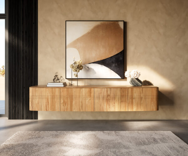 Nástenný TV stolík Nagaru 220 cm Acacia Aura 4 dvierka - Image 2