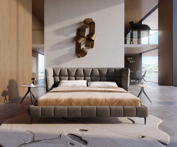 Čalúnená posteľ Capujo 180x200 cm mikrovlákno taupe vintage - Image 2