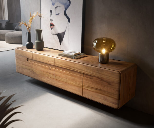 Anaya TV stolík 200 cm akácia prírodná 4 dvierka plávajúce - Image 4