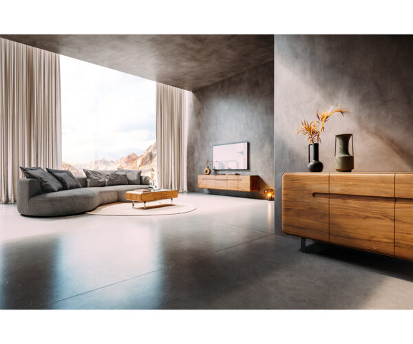 Anaya TV stolík 220 cm akácia prírodná 4 dvierka 2 zásuvky plávajúce - Image 8