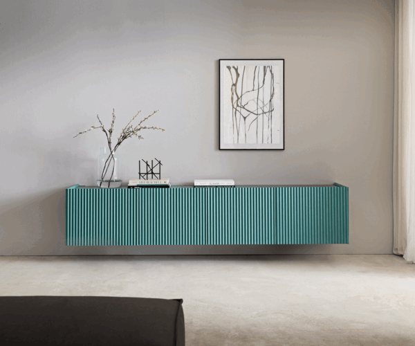 TV stolík Kelani 200 cm modrý 4 dvierka - Image 2