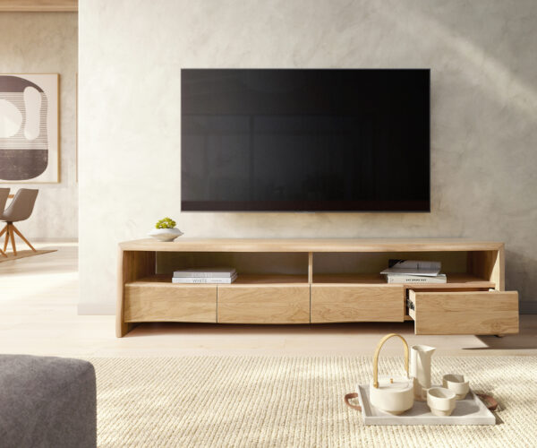 TV stolík Edge 190 cm prírodný dub 4 zásuvky - Image 5