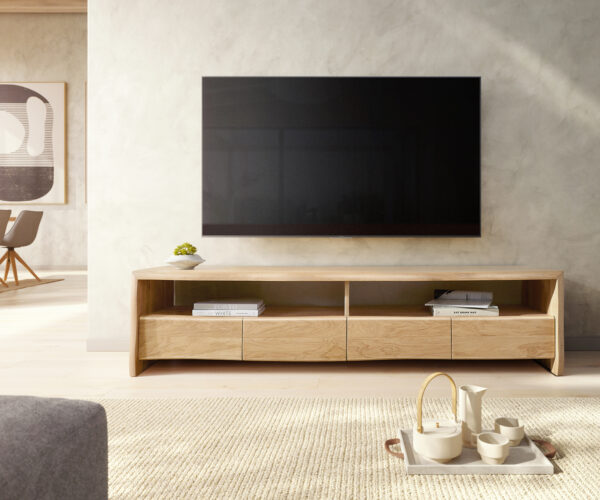 TV stolík Edge 190 cm prírodný dub 4 zásuvky - Image 2