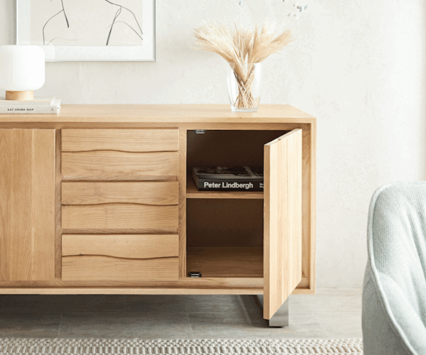 Príborník Edge 150 cm prírodný dub 2 dvierka 3 zásuvky - Image 6