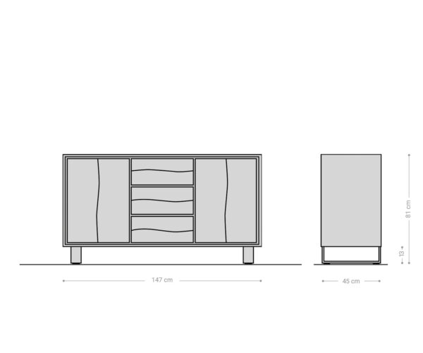 Príborník Edge 150 cm prírodný dub 2 dvierka 3 zásuvky - Image 10