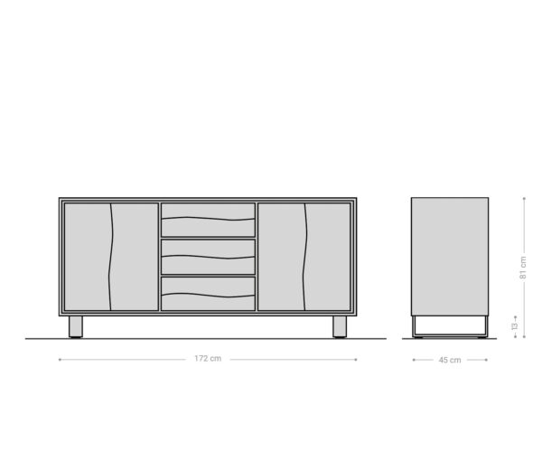 Príborník Edge 170 cm prírodný dub 4 dvierka 3 zásuvky - Image 10