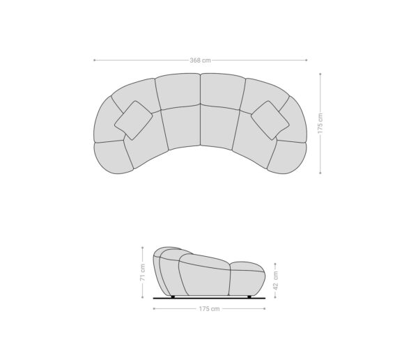 Veľká pohovka Lunna 360x175 cm šenilová modrá 2 vankúše - Image 9