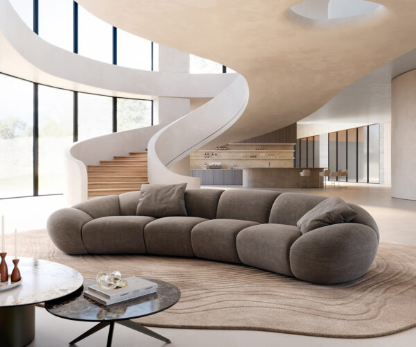 Veľká pohovka Lunna 360x175 cm bouclé taupe 2 vankúše - Image 2