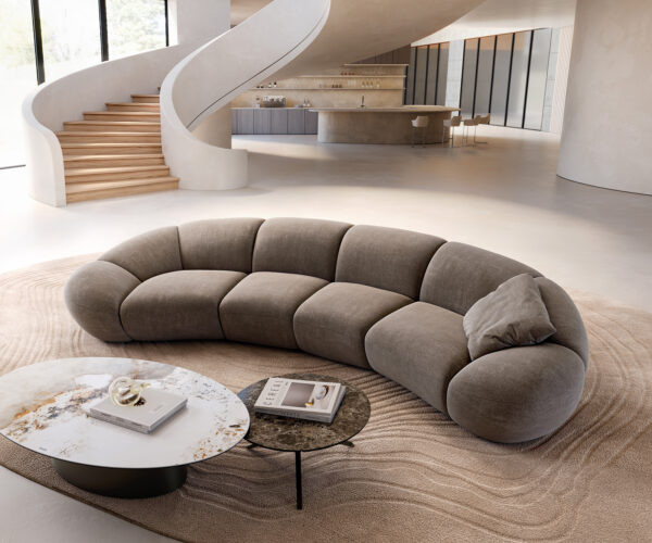 Veľká pohovka Lunna 360x175 cm bouclé taupe 2 vankúše - Image 4