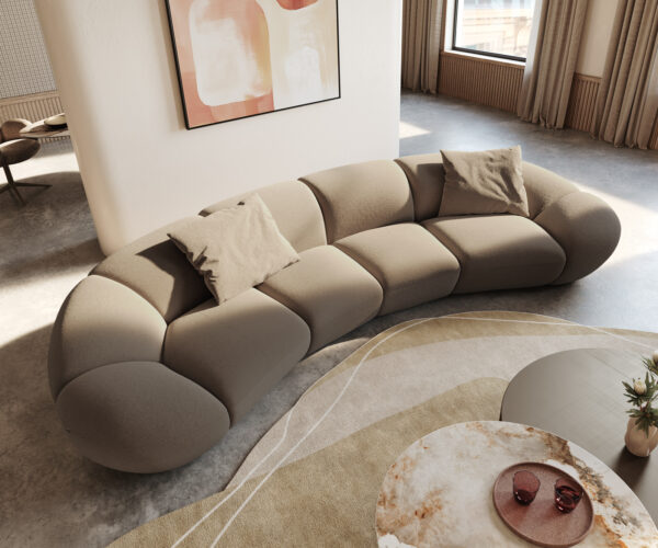 Veľká pohovka Lunna 360x175 cm bouclé krémová a biela 2 vankúše - Image 2
