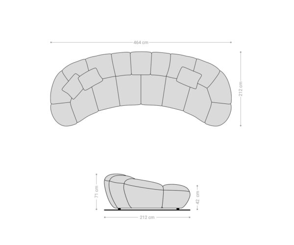 Veľká pohovka Lunna 470x210 cm textúrovaná látka mäkká sivá 3 vankúše - Image 8