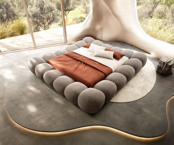 Čalúnená posteľ Perlla 180x200 cm štruktúrovaná látka soft taupe - Image 2
