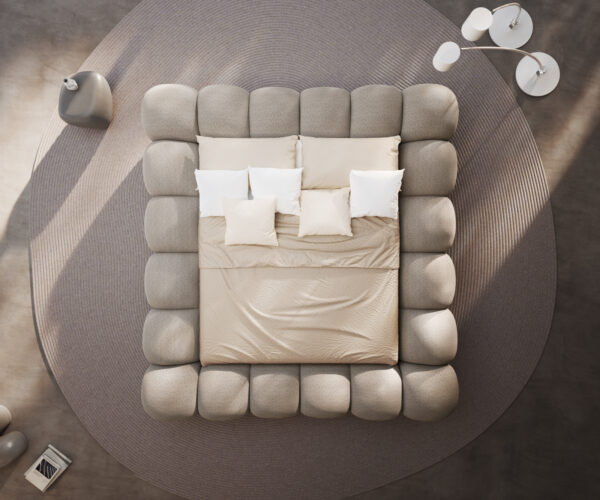 Čalúnená posteľ Perlla 180x200 cm bouclé taupe - Image 6