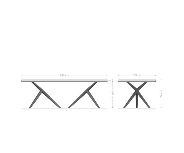 Jedálenský stôl Edge 240x100 prírodná agátová podnož Estelar okrúhla kovová čierna nepravidelný okraj - Image 6