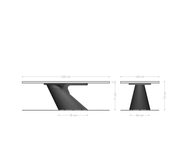 Jedálenský stôl Edge 240x100 z prírodnej akácie Cono gold s nepravidelným okrajom podnože - Image 7