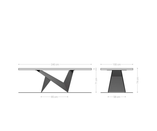 Jedálenský stôl Edge 240x100 prírodná akáciová podnož origami zlatá nepravidelný okraj - Image 7