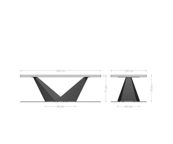 Jedálenský stôl Edge 240x100 prírodná akáciová podnož Prisma gold nepravidelný okraj - Image 7