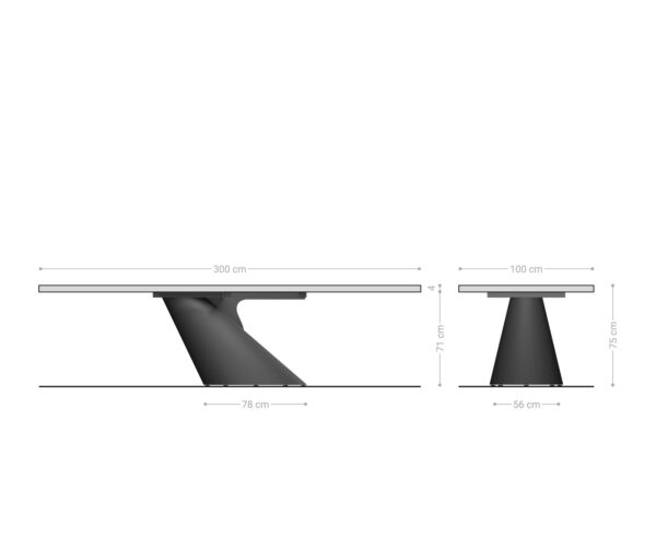 Jedálenský stôl Edge 300x100x4 prírodný dub Cono metalická strieborná podnož s nepravidelným okrajom - Image 7
