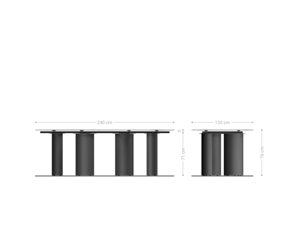 Jedálenský stôl Edge boot 240x120 reliéfne sklo perleťový 3D dizajn podstavec Pillar kov biely - Image 6