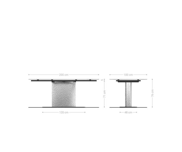 Jedálenský stôl Edge 180-220x90 sklo antická hnedá základňa Wave z nehrdzavejúcej ocele skladací - Image 6