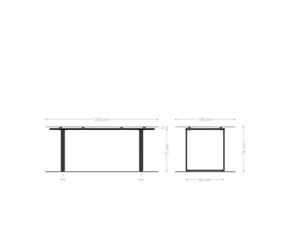 Jedálenský stôl Edge 200x100 sklo antická hnedá nerezová oceľ úzky - Image 6