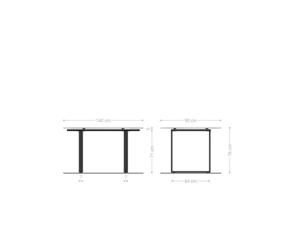 Jedálenský stôl Edge 140x90 sklo antická hnedá nerezová oceľ úzky - Image 6