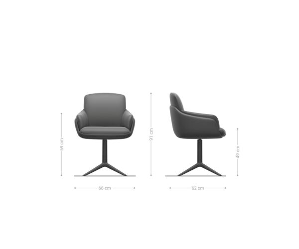 Jedálenská stolička Luan-Flex s podrúčkami mix materiálov pravá koža bielo-strieborno-šedý podstavec biely funkcia hojdania otočná o 360° - Image 6