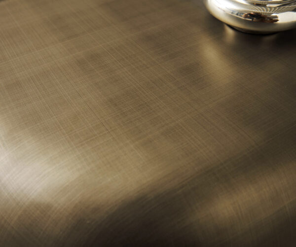 Konferenčný stolík Blaise 100x100 cm kovovo zlaté reliéfne sklo taupe - Image 3