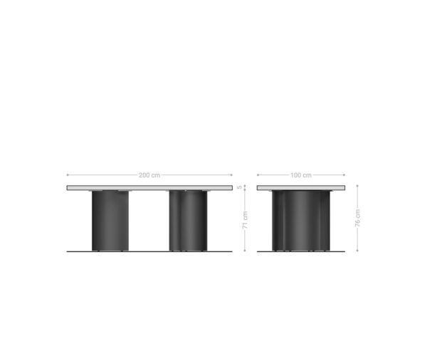 Jedálenský stôl Edge 200x100 XL Akácia Platinum Troa Nerezová oceľ Grafit Live-Edge - Image 8