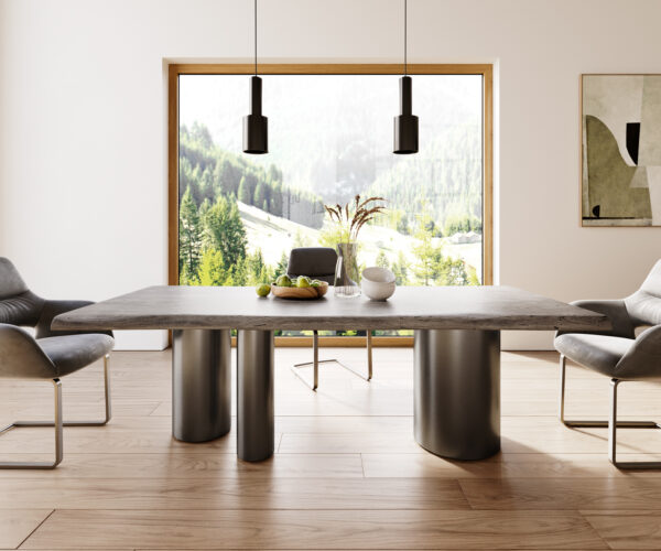 Jedálenský stôl Edge 220x100 XL Akácia Platinum Troa Nerezová oceľ Grafit Live-Edge - Image 2