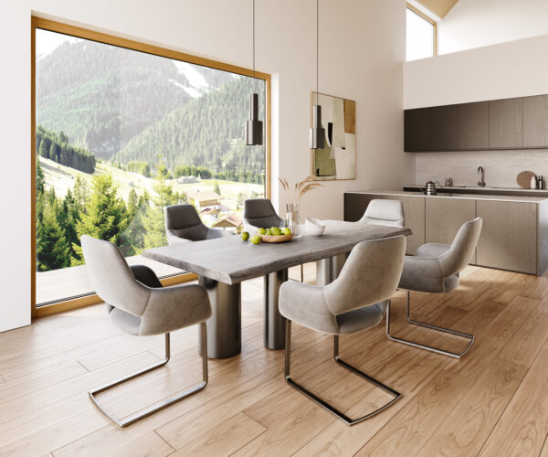 Jedálenský stôl Edge 220x100 XL Akácia Platinum Troa Nerezová oceľ Grafit Live-Edge - Image 6