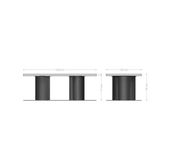 Jedálenský stôl Edge 220x100 XL Akácia Platinum Troa Nerezová oceľ Grafit Live-Edge - Image 7