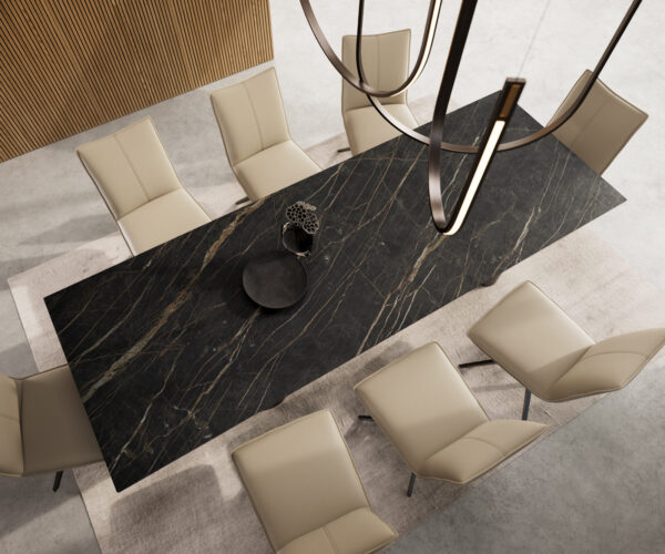Hrana jedálenského stola 300x100 Keramický Laminam®Noir Desir Hnedý stĺpik Nerezová oceľ Grafit - Image 6