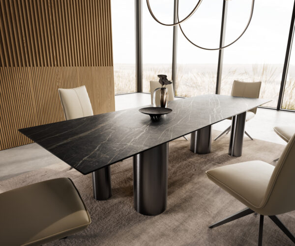 Hrana jedálenského stola 300x100 Keramický Laminam®Noir Desir Hnedý stĺpik Nerezová oceľ Grafit - Image 8