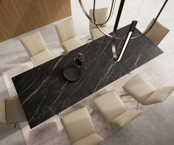 Hrana jedálenského stola 300x100 Keramický Laminam®Noir Desir Brown Estelar Okrúhly nerezový stôl - Image 6