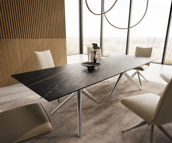 Hrana jedálenského stola 300x100 Keramický Laminam®Noir Desir Brown Estelar Okrúhly nerezový stôl - Image 7