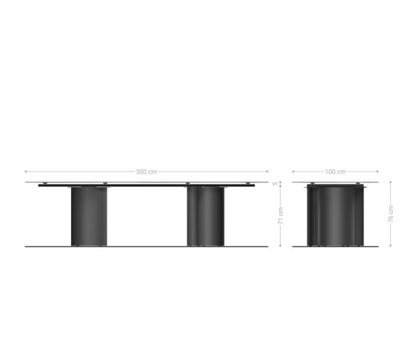 Jedálenský stôl Edge 300x100 keramický Minas Melange bielo-béžový Troa kovový efekt povrch titánový - Image 7