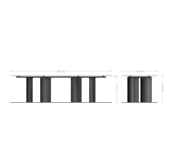 Jedálenský stôl Edge 300x100 keramický Minas Melange bielo-béžový Pillar kovový efekt povrch titánová farba - Image 7
