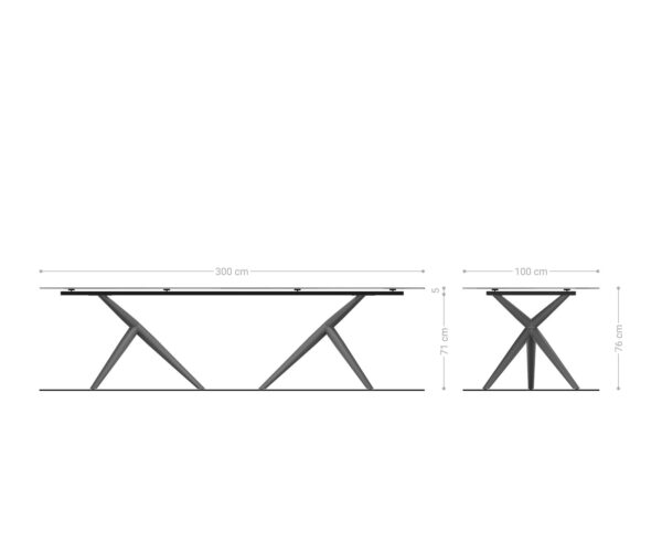 Jedálenský stôl Edge 300x100 keramický Minas Melange biely a béžový Estelar okrúhly nerezový - Image 7