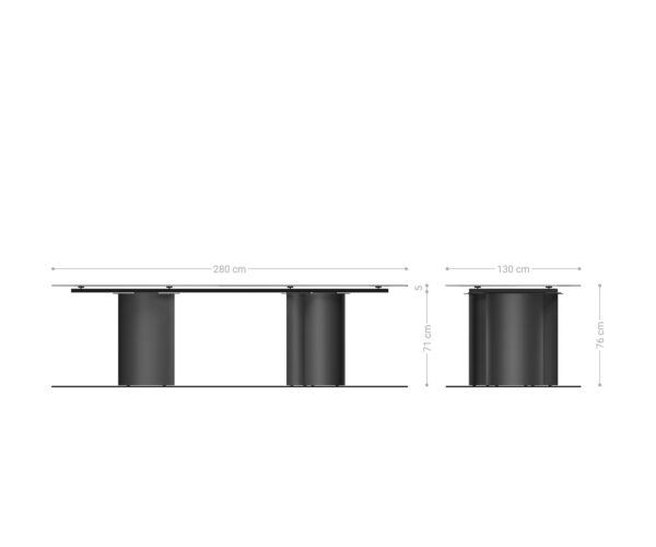 Hrana jedálenského stola oválna 280x130 keramická Laminam®Emperador Extra Lucidato tmavohnedá Troa nerezová oceľ grafitová - Image 7