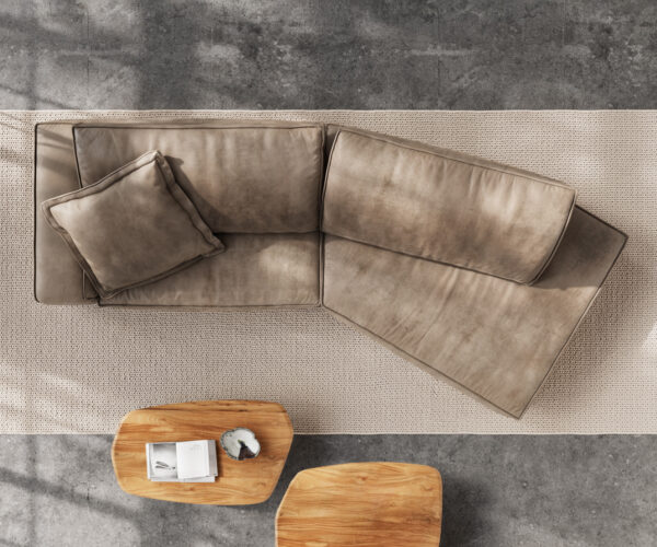 Veľká pohovka Snoosh 400x150 cm mikrovlákno bahno vintage recamiere pravá - Image 8