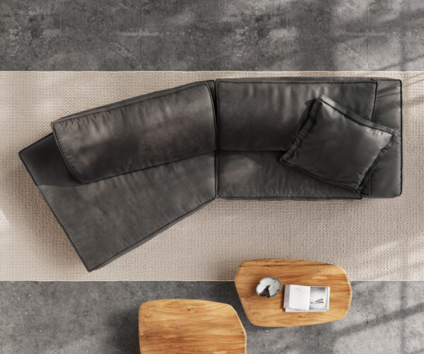 Veľká pohovka Snoosh 400x150 cm mikrovlákno čierna vintage recamiere ľavá - Image 8
